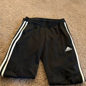 Adidas Black and White Track Pants with Signature Stripes